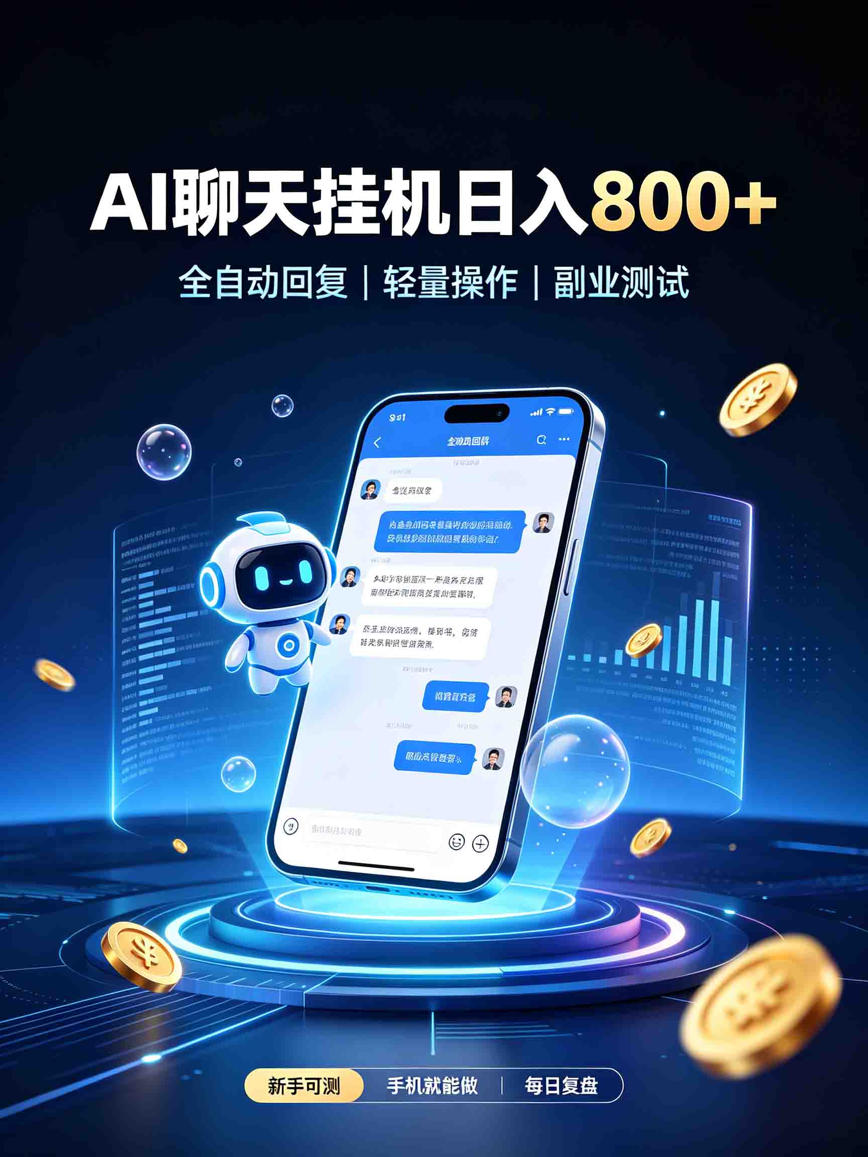 AI聊天挂机,日入800+,适用个人副业,工作室矩阵操作-保成圈-山云人力,分享创业咨询_最新网络项目资源