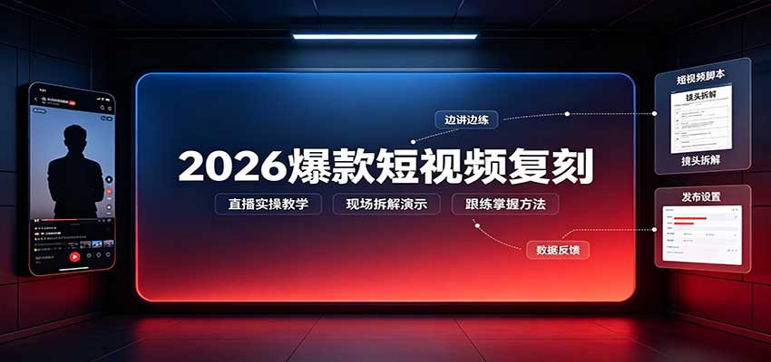 2026爆款短视频复刻：直播实操教学，配套文字文档掌握全流程-保成圈-山云人力,分享创业咨询_最新网络项目资源