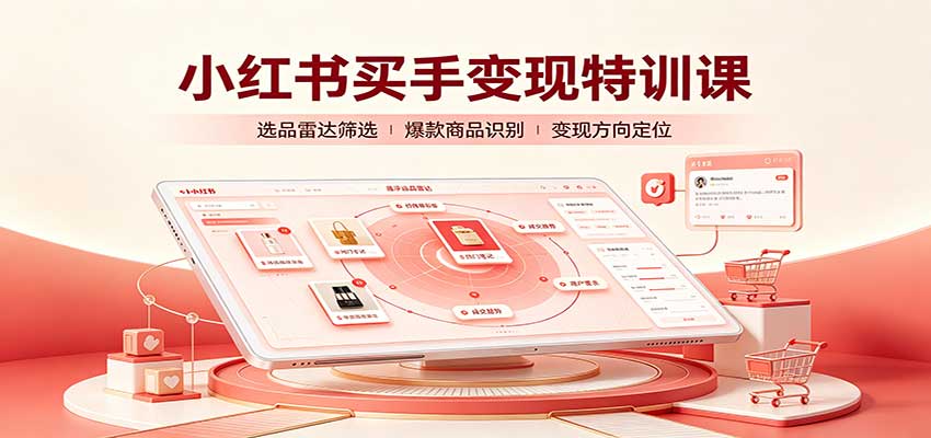小红书买手变现特训课：账号定位养号起号，选品挂车，笔记标题封面全套教学-保成圈-山云人力,分享创业咨询_最新网络项目资源