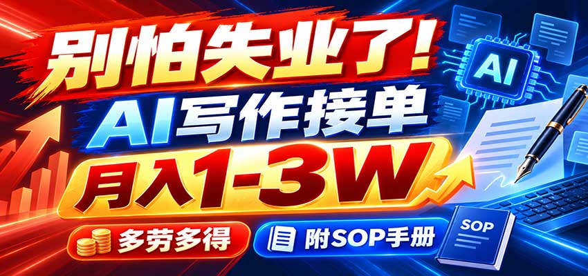 别怕失业了!AI写作接单月入1-3W,多劳多得,附SOP手册-保成圈-山云人力,分享创业咨询_最新网络项目资源