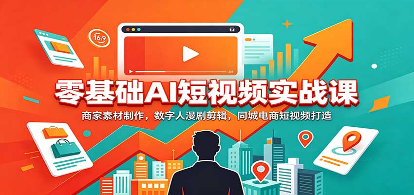 零基础AI短视频实战课：商家素材制作，数字人漫剧剪辑，同城电商短视频打造-保成圈-山云人力,分享创业咨询_最新网络项目资源