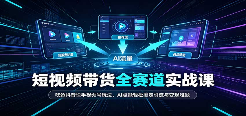 短视频带货全赛道：吃透抖音快手视频号玩法，AI赋能轻松搞定引流与变现难题-保成圈-山云人力,分享创业咨询_最新网络项目资源