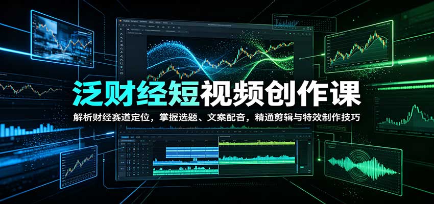 泛财经短视频创作课：解析财经赛道定位，掌握选题、文案配音，精通剪辑与特效制作技巧-保成圈-山云人力,分享创业咨询_最新网络项目资源