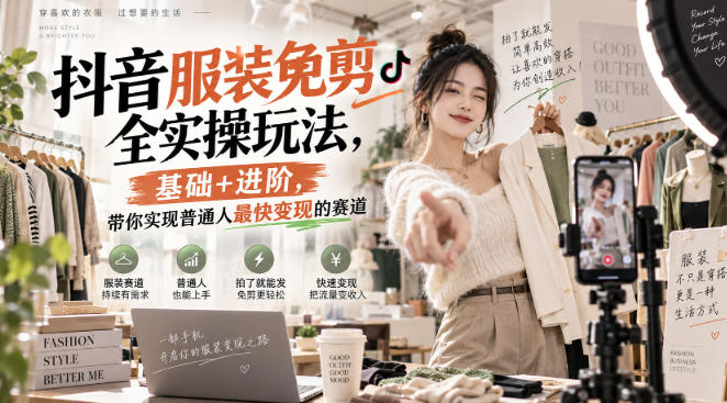 抖音服装免剪全实操玩法，基础+进阶，带你实现普通人最快变现的赛道-保成圈-山云人力,分享创业咨询_最新网络项目资源