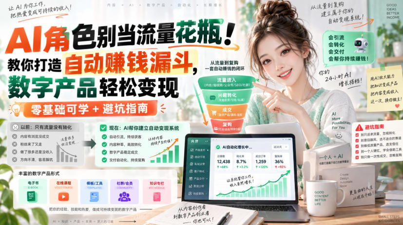 AI角色别当流量花瓶！教你打造自动賺钱漏斗，数字产品轻松变现(零基础可学+避坑指南)【原创双语字幕】-保成圈-山云人力,分享创业咨询_最新网络项目资源