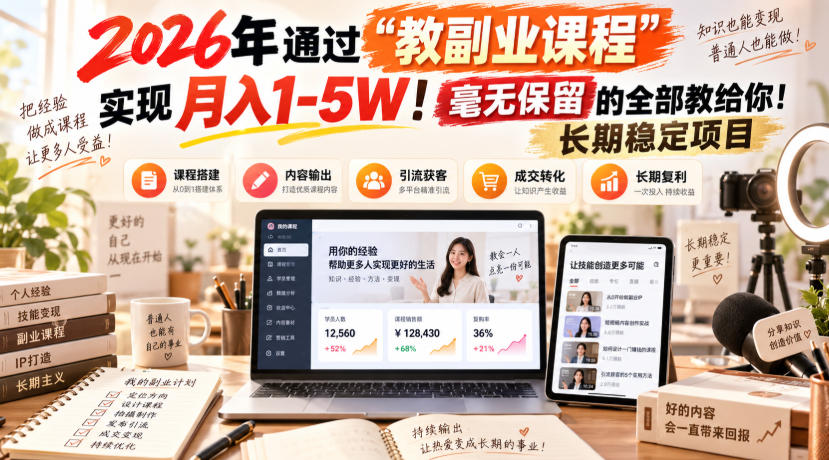 2026年通过“教副业课程”实现月入1-5W！毫无保留的全部教给你！长期稳定项目-保成圈-山云人力,分享创业咨询_最新网络项目资源