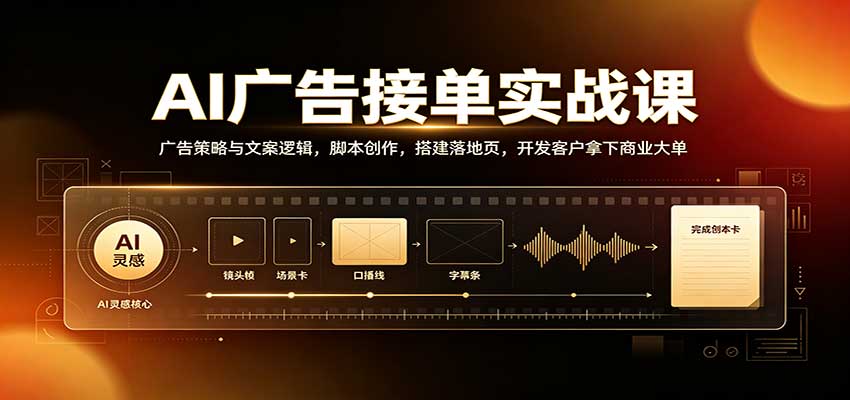 AI广告接单实战：广告策略与文案逻辑，脚本创作，搭建落地页，开发客户拿下商业大单-保成圈-山云人力,分享创业咨询_最新网络项目资源