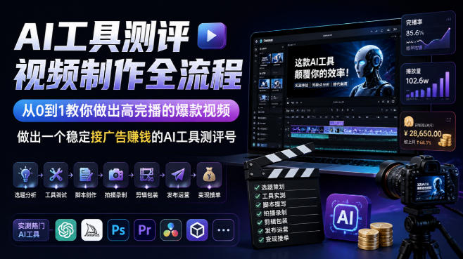 AI工具测评视频制作全流程，从0到1教你做出高完播的爆款视频，做出一个稳定接广告賺钱的AI工具测评号-保成圈-山云人力,分享创业咨询_最新网络项目资源