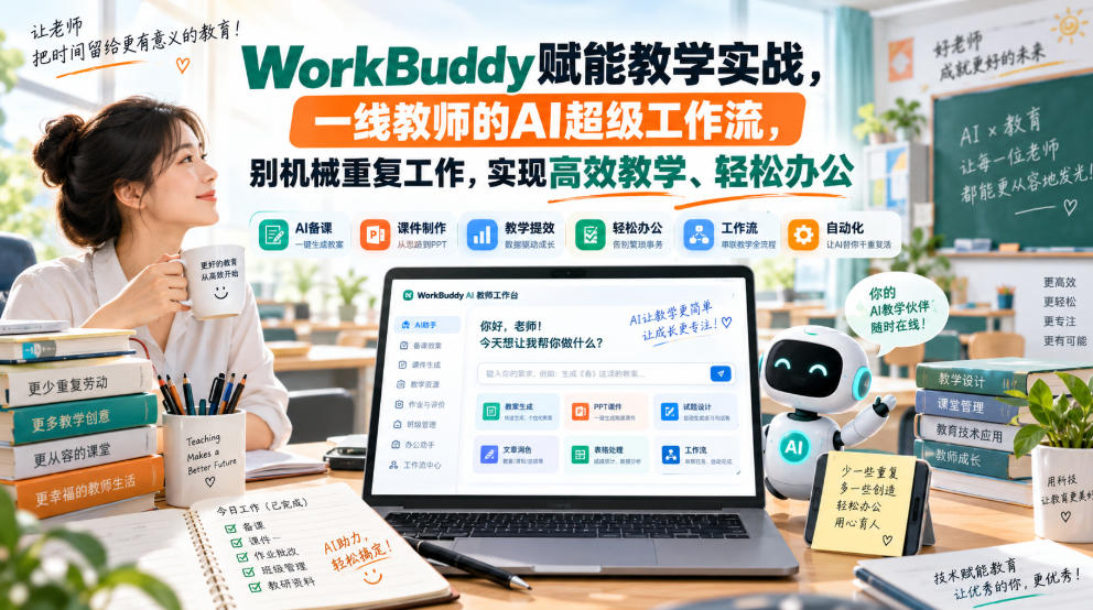 WorkBuddy赋能教学实战，一线教师的AI超级工作流，别机械重复工作，实现高效教学、轻松办公-保成圈-山云人力,分享创业咨询_最新网络项目资源