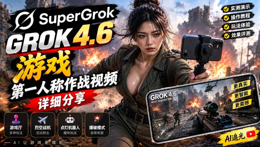 Grok 4.6也能做游戏？第一人称作战视频实测｜玩法详细讲解-保成圈-山云人力,分享创业咨询_最新网络项目资源