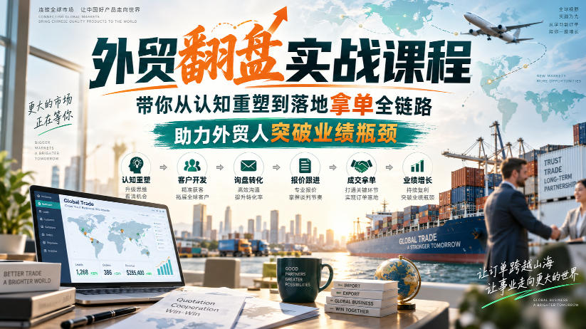 外贸翻盘实战课程，带你从认知重塑到落地拿单全链路，助力外贸人突破业绩瓶颈-保成圈-山云人力,分享创业咨询_最新网络项目资源