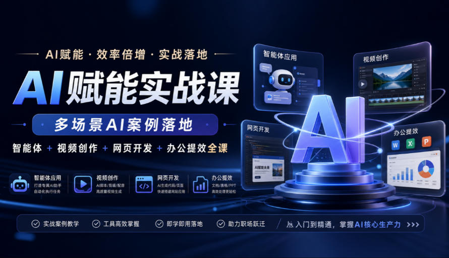 AI赋能实战课，多场景AI案例落地，智能体+视频创作+网页开发+办公提效全课-保成圈-山云人力,分享创业咨询_最新网络项目资源