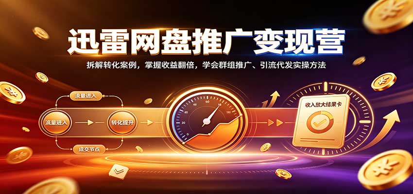 迅雷网盘推广变现营：拆解转化案例，掌握收益翻倍，学会群组推广、引流代发实操方法-保成圈-山云人力,分享创业咨询_最新网络项目资源
