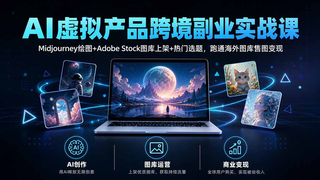 AI虚拟产品跨境副业实战课｜Midjourney绘图+Adobe Stock图库上架+热门选题，跑通海外图库售图变现-保成圈-山云人力,分享创业咨询_最新网络项目资源