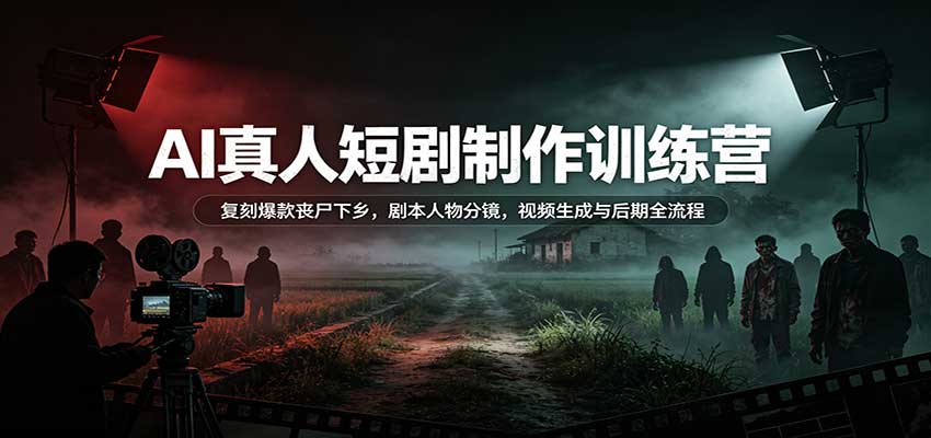 AI真人短剧制作训练营：复刻爆款丧尸下乡，剧本人物分镜，视频生成与后期全流程-保成圈-山云人力,分享创业咨询_最新网络项目资源