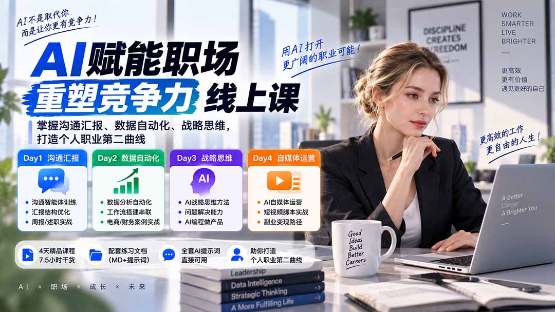 AI职场提效与第二曲线实战课-无水印：学习沟通汇报、数据工作流和战略思维，掌握AI编程做产品及自媒体运营方法-保成圈-山云人力,分享创业咨询_最新网络项目资源