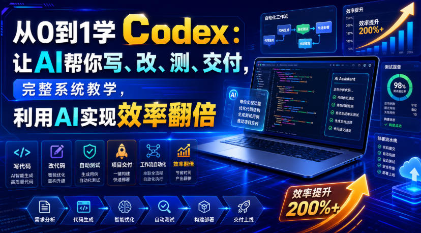 从0到1学Codex：让AI帮你写、改、测、交付，完整系统教学，利用AI实现效率翻倍(更新0918)-保成圈-山云人力,分享创业咨询_最新网络项目资源