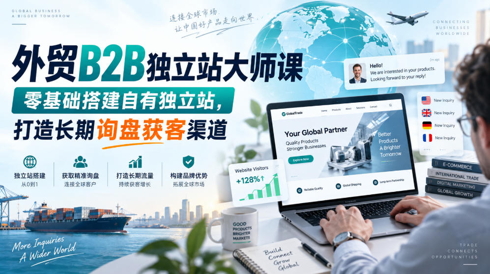外贸B2B独立站大师课，零基础搭建自有独立站，打造长期询盘获客渠道-保成圈-山云人力,分享创业咨询_最新网络项目资源
