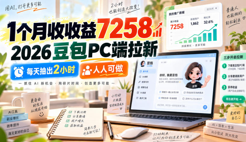 1个月收收益7258，2026豆包PC端拉新，每天抽出2小时，人人可做-保成圈-山云人力,分享创业咨询_最新网络项目资源