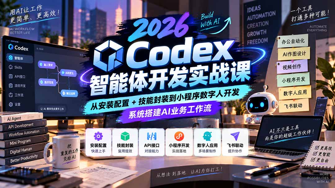 2026Codex智能体开发实战课：从安装配置+技能封装到小程序数字人开发，系统搭建AI业务工作流-保成圈-山云人力,分享创业咨询_最新网络项目资源
