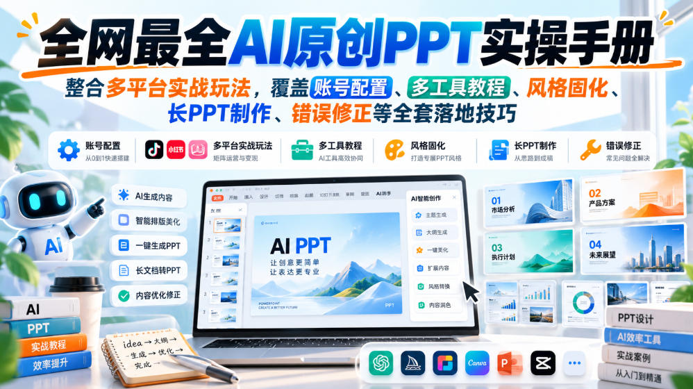 全网最全AI原创PPT实操手册，整合多平台实战玩法，覆盖账号配置、多工具教程、风格固化、长PPT制作、错误修正等全套落地技巧-保成圈-山云人力,分享创业咨询_最新网络项目资源