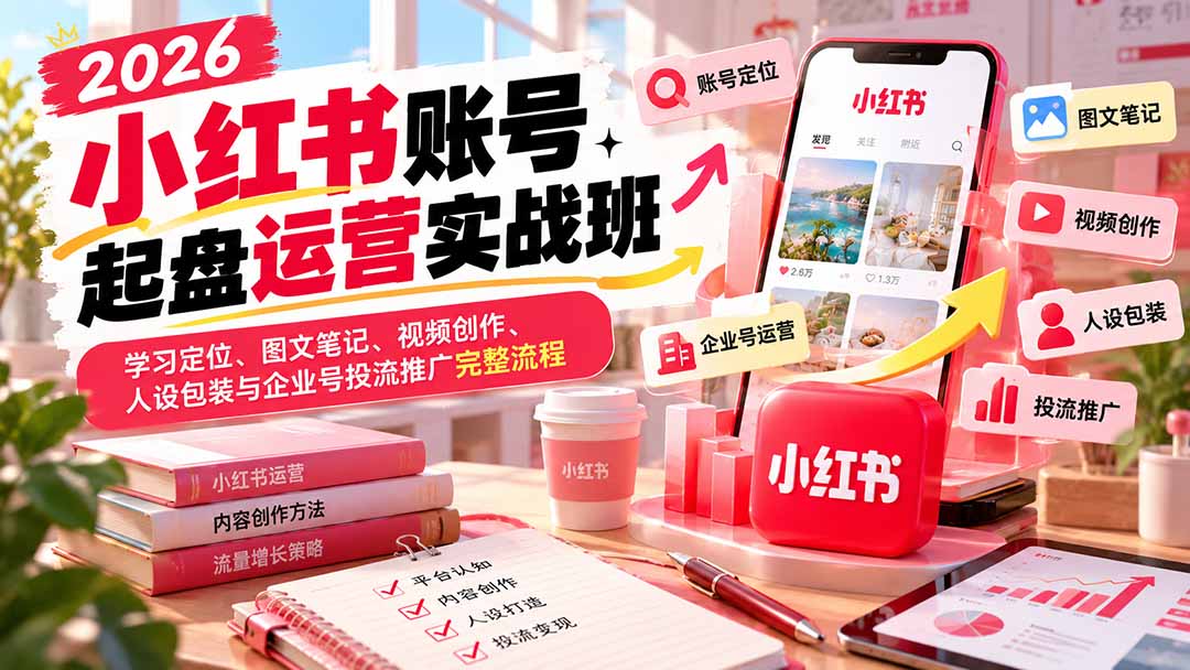 2026小红书账号起盘运营实战班：学习定位、图文笔记、视频创作、人设包装与企业号投流推广完整流程-保成圈-山云人力,分享创业咨询_最新网络项目资源