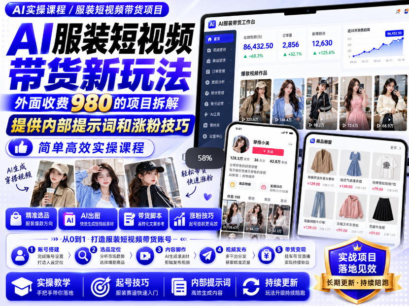 外面收费980AI快手带货系统课程，内部课程首次外放，操作简单高效，一分钟一条爆款视频-保成圈-山云人力,分享创业咨询_最新网络项目资源