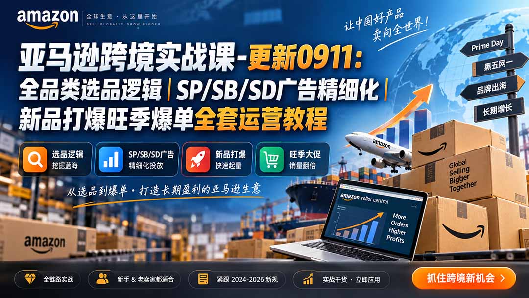 skyla亚马逊跨境实战课-更新0927：全品类选品逻辑｜SP/SB/SD广告精细化｜新品打爆旺季爆单全套运营教程-保成圈-山云人力,分享创业咨询_最新网络项目资源