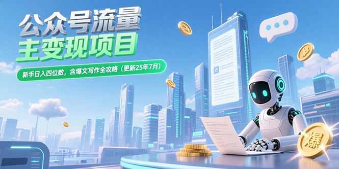 公众号流量主变现项目，新手日入四位数，含爆文写作全攻略(更新25年7月-保成圈-山云人力,分享创业咨询_最新网络项目资源