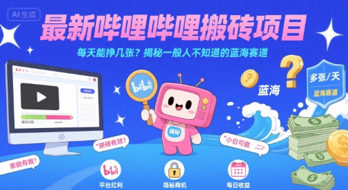最新哔哩哔哩上B站搬砖项目，每天能挣几张？揭秘一般人不知道的蓝海赛道-保成圈-山云人力,分享创业咨询_最新网络项目资源
