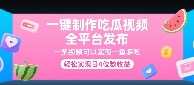 一键制作吃瓜视频，全平台发布，一条视频可以实现一鱼多吃，轻松实现日4位数收益【揭秘】-保成圈-山云人力,分享创业咨询_最新网络项目资源