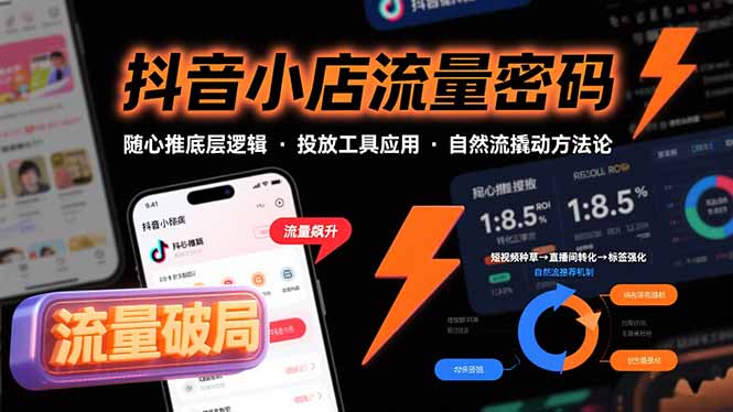 抖音小店流量密码，随心推底层逻辑，投放工具应用，自然流撬动核心方法论-保成圈-山云人力,分享创业咨询_最新网络项目资源