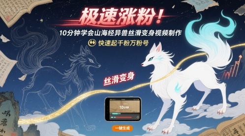 极速涨粉！10分钟学会山海经异兽丝滑变身视频制作，快速起千粉万粉号-保成圈-山云人力,分享创业咨询_最新网络项目资源