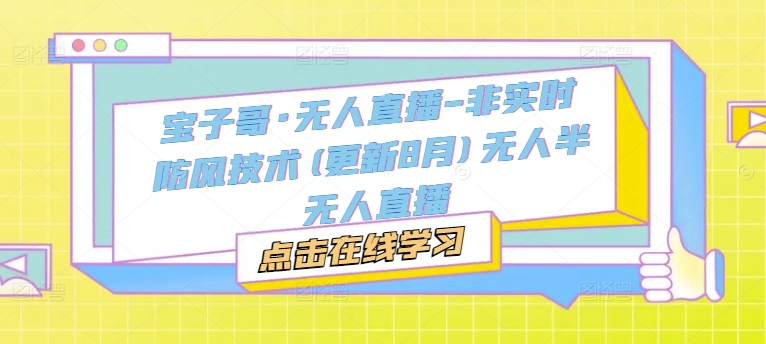 宝子哥·无人直播-非实时防风技术(更新25年6月)无人半无人直播-保成圈-山云人力,分享创业咨询_最新网络项目资源