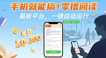 手机就能搞！零撸阅读挂G，最新平台，一键自动运行，随时随地挣，单日50-3张+【揭秘】-保成圈-山云人力,分享创业咨询_最新网络项目资源