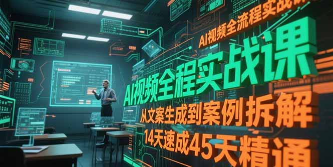 AI视频全流程实战课，从文案生成到案例拆解，14天速成45天精通-保成圈-山云人力,分享创业咨询_最新网络项目资源