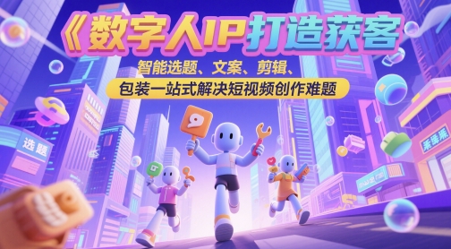 数字人IP打造获客变现实操课，智能选题、文案、剪辑、包装一站式解决短视频创作难题-保成圈-山云人力,分享创业咨询_最新网络项目资源
