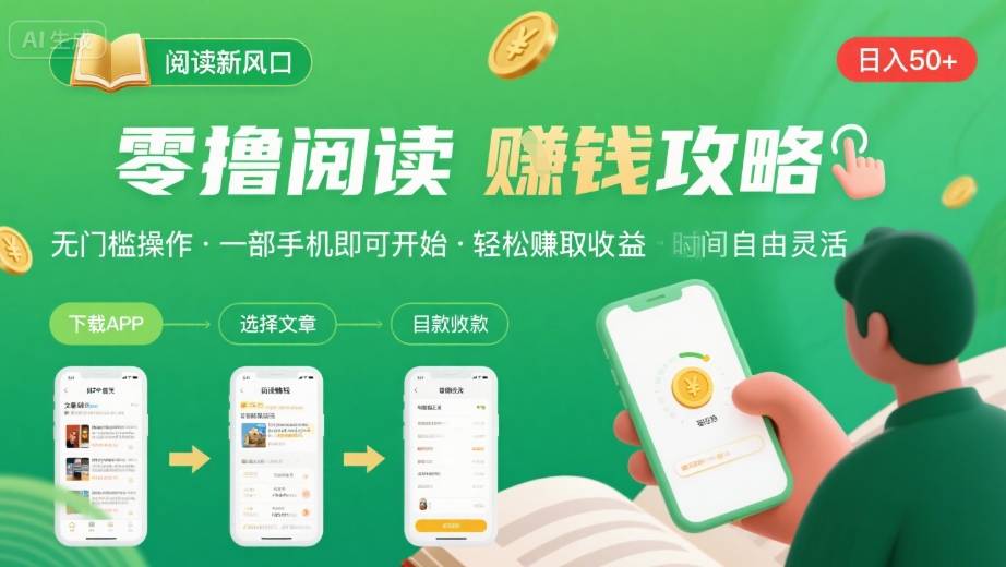 零撸阅读新风口，无门槛轻松挣，一部手机，日入 50-3张【揭秘】-保成圈-山云人力,分享创业咨询_最新网络项目资源