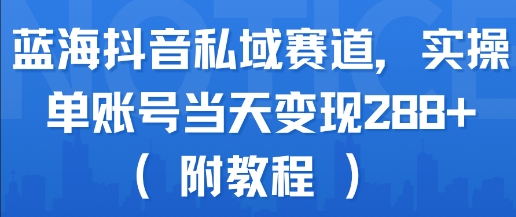 蓝海抖音私域赛道，实操单账号当天变现288+(附教程)-保成圈-山云人力,分享创业咨询_最新网络项目资源