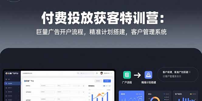 付费投放获客特训营：巨量广告开户流程，精准计划搭建，客户管理系统-保成圈-山云人力,分享创业咨询_最新网络项目资源