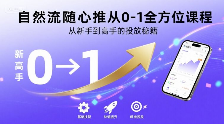 自然流随心推从0-1全方位课程，从新手到高手的投放秘籍-保成圈-山云人力,分享创业咨询_最新网络项目资源
