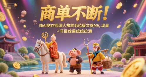 商单不断！纯AI制作西游人物羊毛毡版文旅MV，流量+节目效果统统拉满-保成圈-山云人力,分享创业咨询_最新网络项目资源