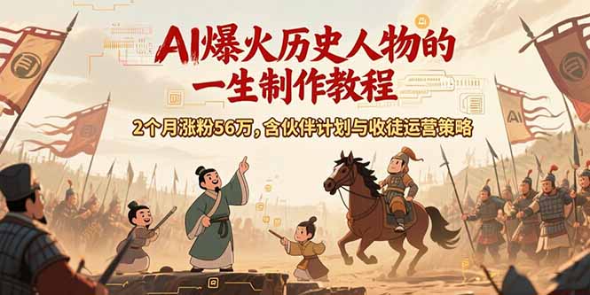 AI历史人物赛道课程，2个月涨粉56万，含伙伴计划与收徒运营策略-保成圈-山云人力,分享创业咨询_最新网络项目资源