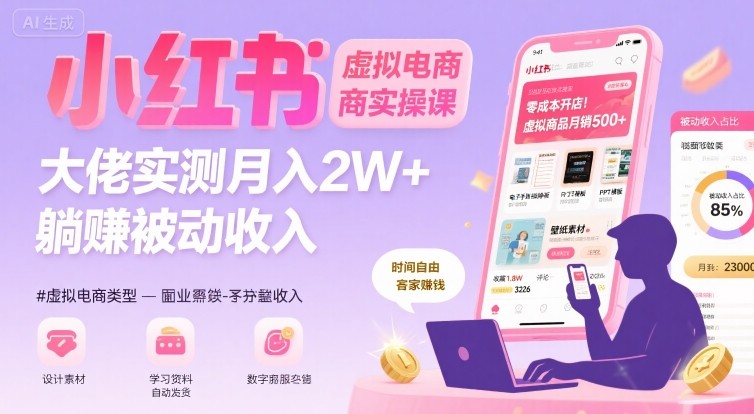 小红书虚拟电商，大佬实测月入2W+，实现被动收入-保成圈-山云人力,分享创业咨询_最新网络项目资源