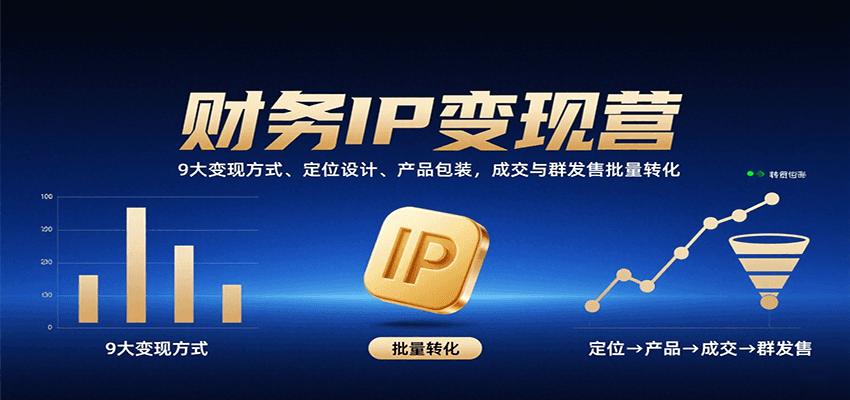 财务IP变现营：9大变现方式、定位设计、产品包装，成交与群发售批量转化-保成圈-山云人力,分享创业咨询_最新网络项目资源