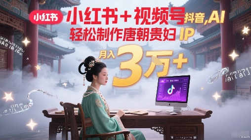小红书+视频号+抖音，AI轻松制作唐朝贵妇IP，每天30分钟，轻松产出N条，月入3W+-保成圈-山云人力,分享创业咨询_最新网络项目资源