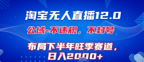 淘宝无人直播12.0，不封号，不违规，布局下半年旺季赛道，日入1k+(独家技术)【揭秘】-保成圈-山云人力,分享创业咨询_最新网络项目资源