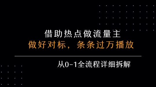 借力热点，乘顺风车玩流量主，条条过万播放， 每月收益5k+，从0-1全流程详细拆解-保成圈-山云人力,分享创业咨询_最新网络项目资源