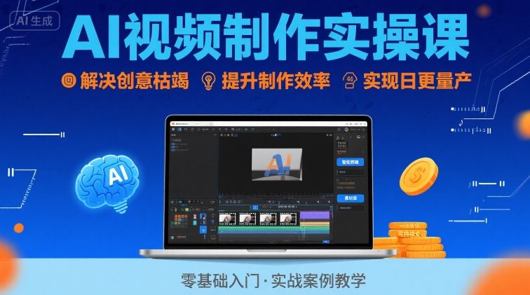 Ai视频制作实操课，解决创意枯竭、效率低下痛点，实现日更量产可持续变现-保成圈-山云人力,分享创业咨询_最新网络项目资源