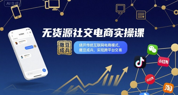 无货源社交电商实操课，绕开传统互联网电商模式，撒豆成兵，实现跨平台交易-保成圈-山云人力,分享创业咨询_最新网络项目资源